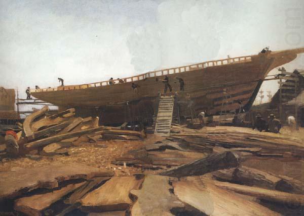 Winslow Homer Shipbuilding at Gloucester (mk44) china oil painting image